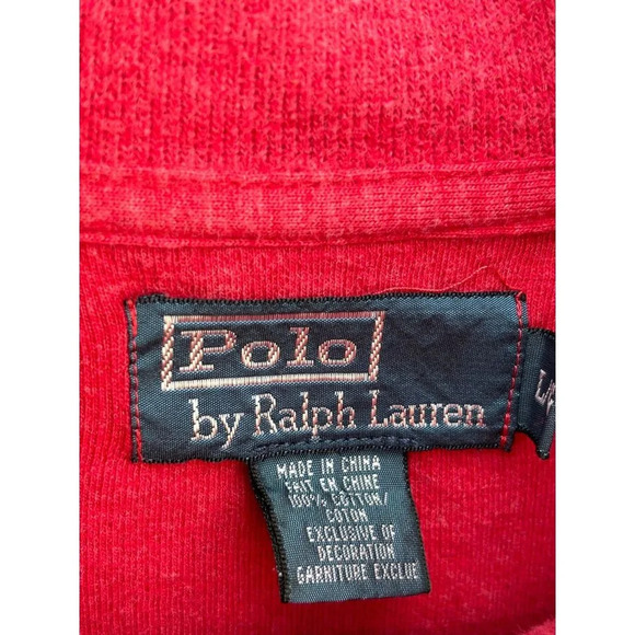 Ralph Lauren Mens Pullover Long Sleeve Mock Neck Quarter Zip Sweater Red Sz L - Picture 8 of 8